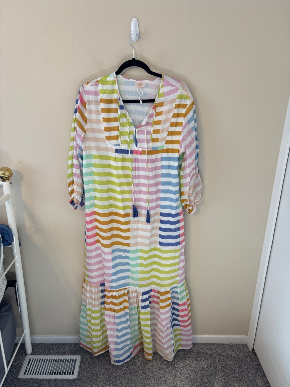 Sunshine Tienda Copa 100% Cotton Striped Maxi Dress